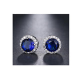 The Marshall- Blue Round Zircon Stud Earrings for Women - TM-E-39