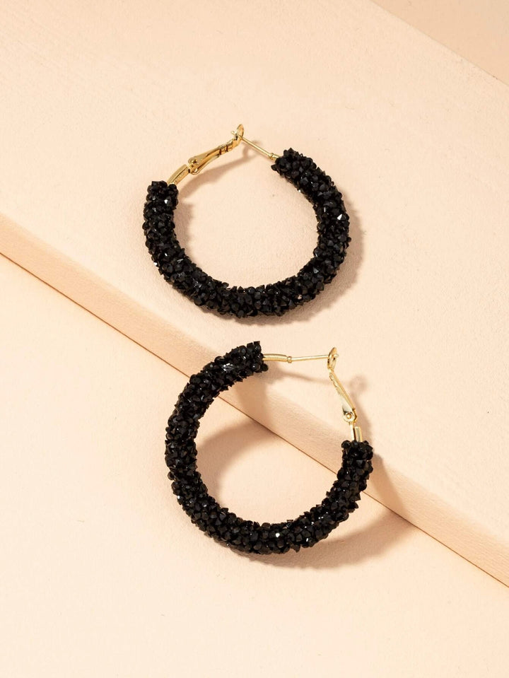 Shein- Crystal Decor Hoop Earrings