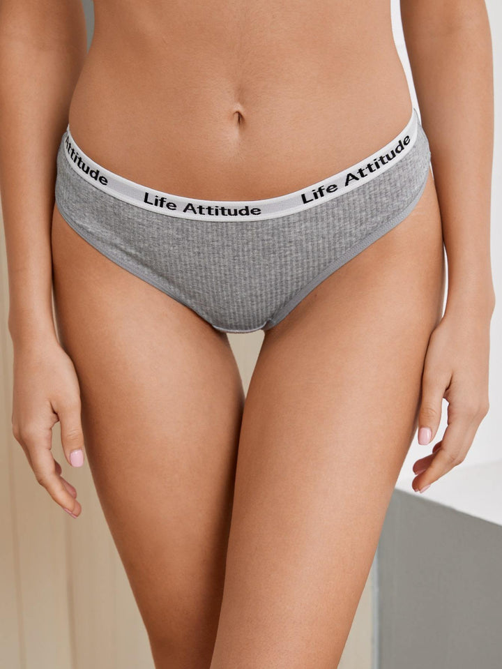 Shein- BASICS Rib Letter Tape Panty