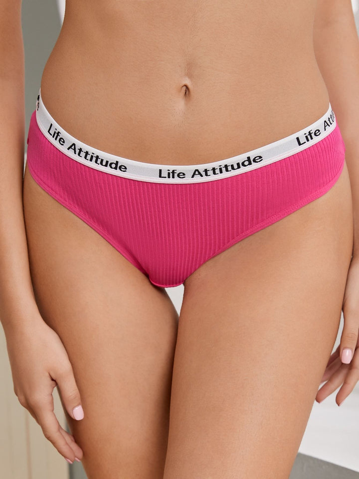 Shein- BASICS Rib Letter Tape Panty