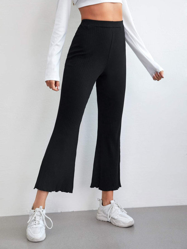 Shein- Lettuce Hem Flare Leg Pants