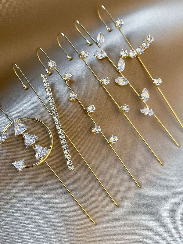 Shein- 6pcs Zircon Decor Earrings