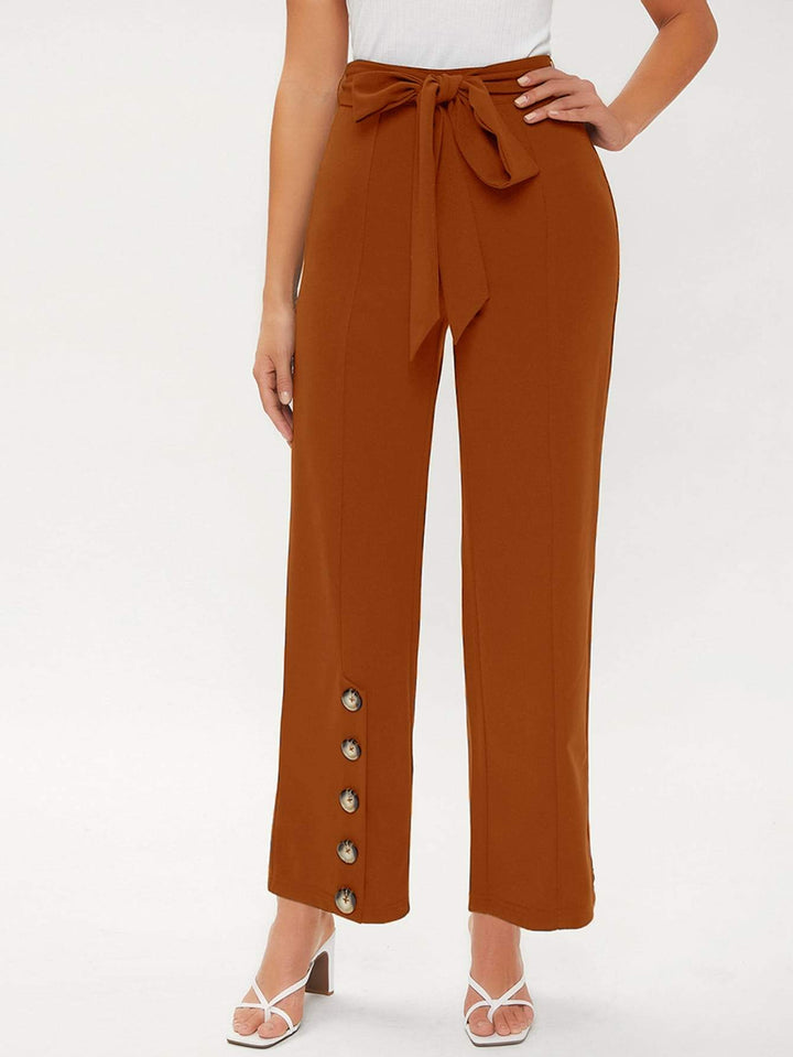 Shein- Button Front Belted Pants