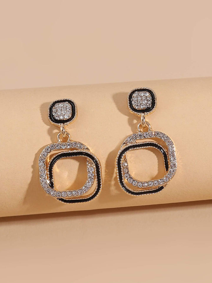 Shein- Rhinestone Decor Geometric Earrings