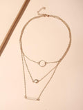 Shein- Geometric & Round Charm Layered Necklace