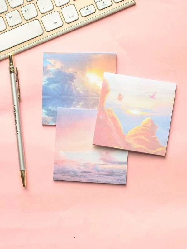 Shein- 3pcs Oil Painting Pattern Sticky Note