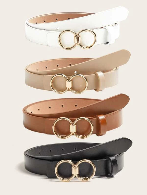 SHEIN Double Round Buckle Belt - 4 Pieces