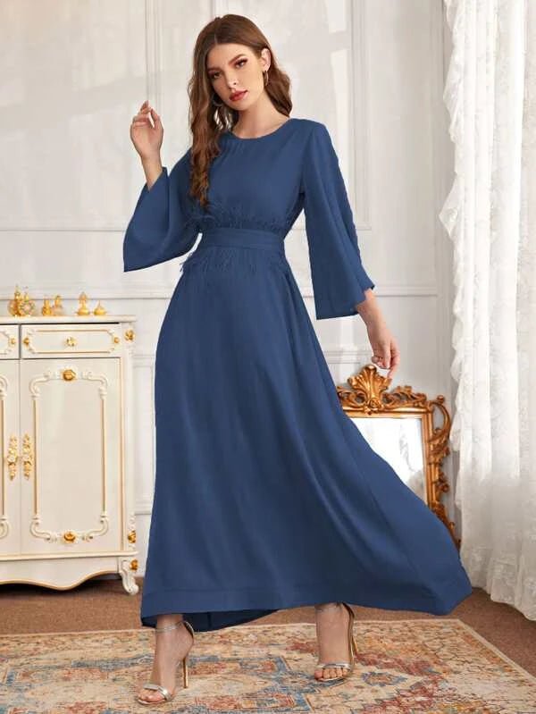 Shein- Feather Tie Back A-line Dress