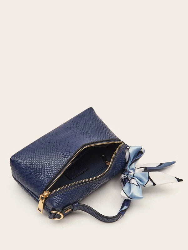 Shein- Snakeskin Printed Toile Sashes Chain Satchel Bag