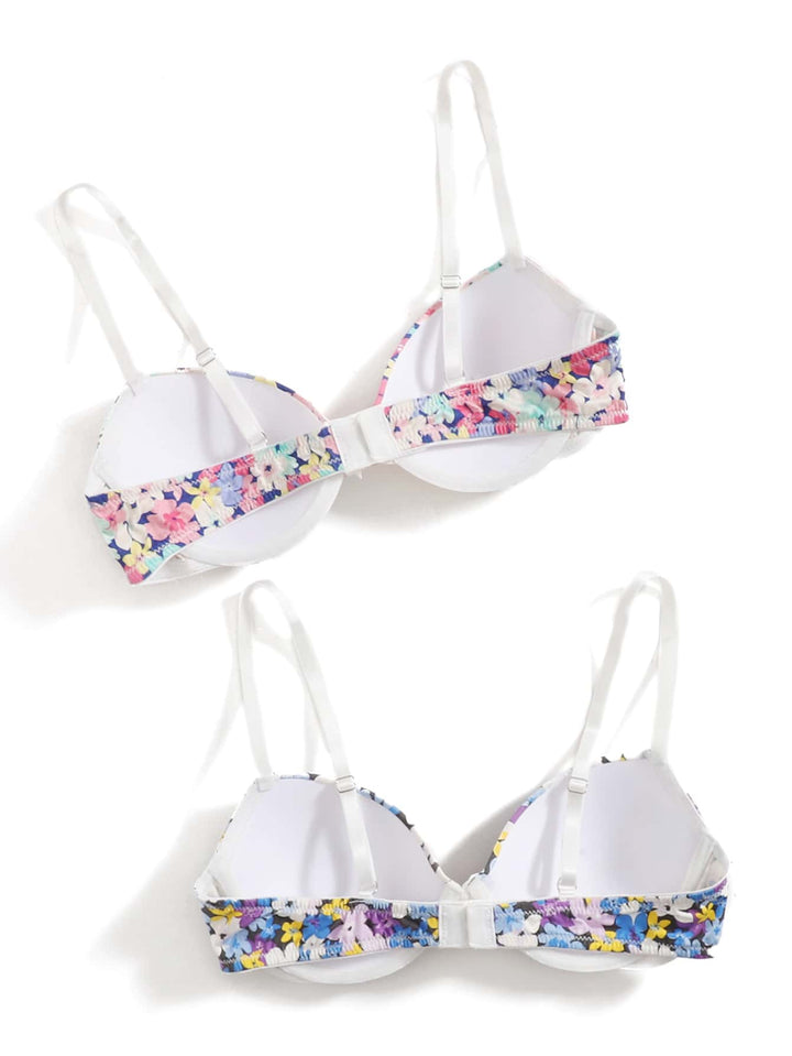 Shein- 2pack Floral Print Underwire Bra Set