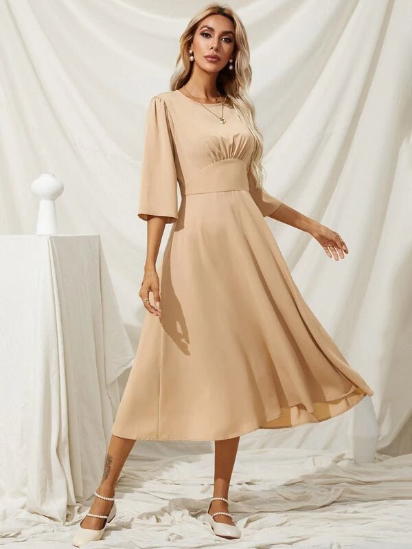 Shein- Solid Ruched A-line Dress