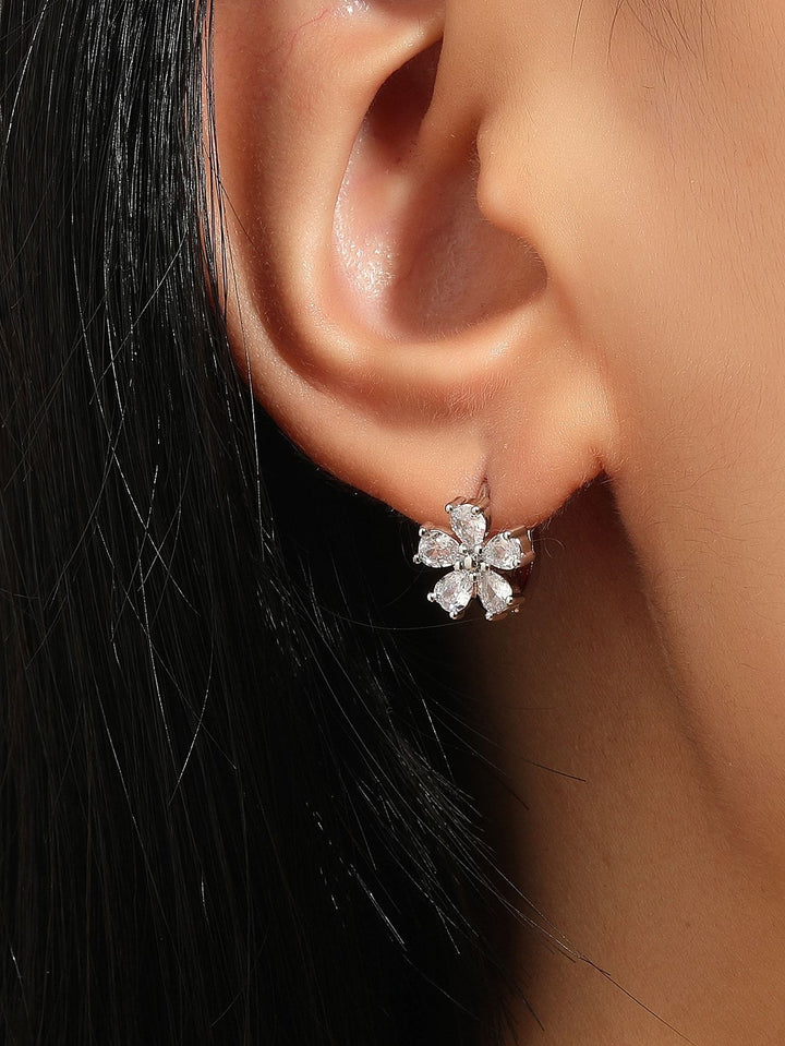 Shein- Zircon Flower Decor Earrings