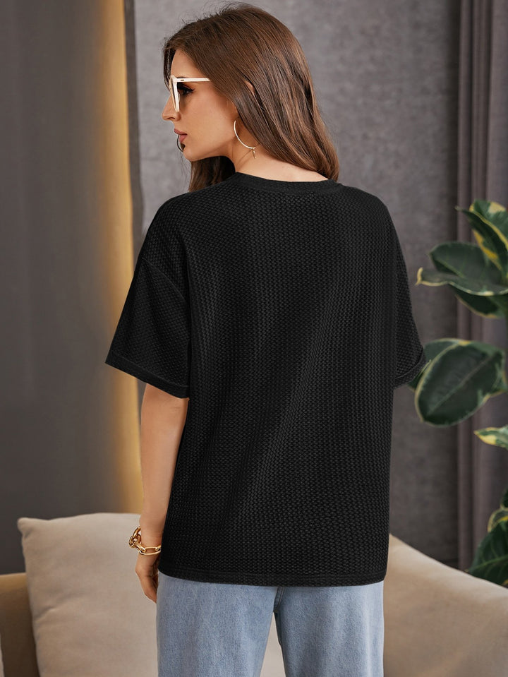 Shein- Drop Shoulder Waffle Knit Tee