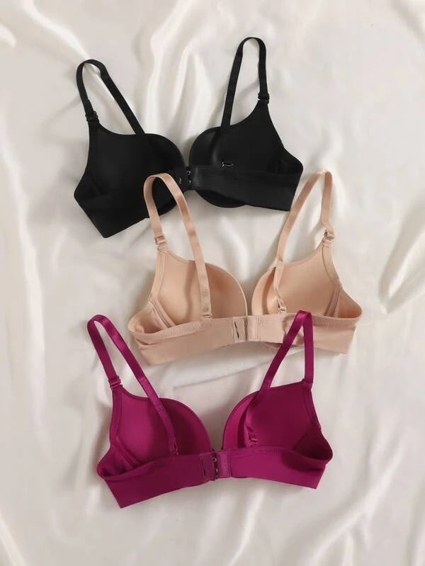Shein Plain Underwire Bra Set - 3 Pieces