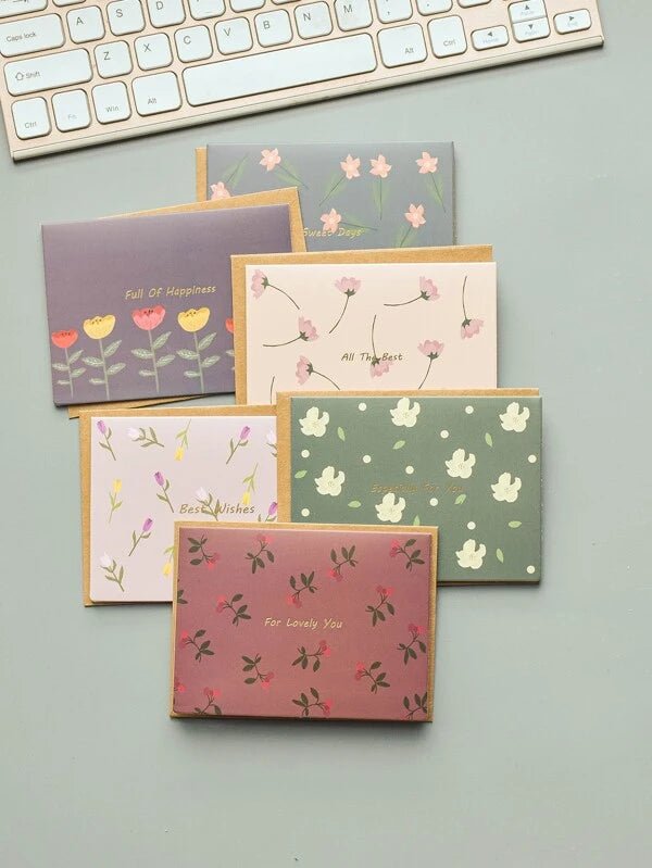 Shein- 1pc Flower Print Random Greeting Card