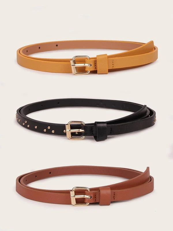 SHEIN 3pcs metal buckle belt
