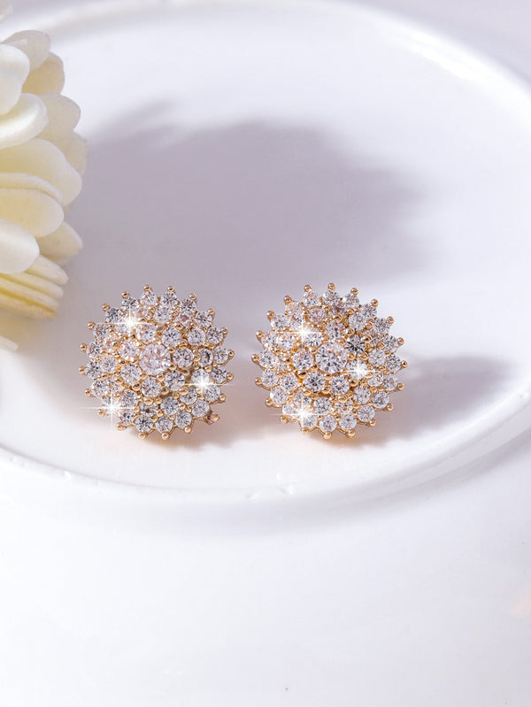 Shein - Cubic Zirconia Decor Stud Earrings