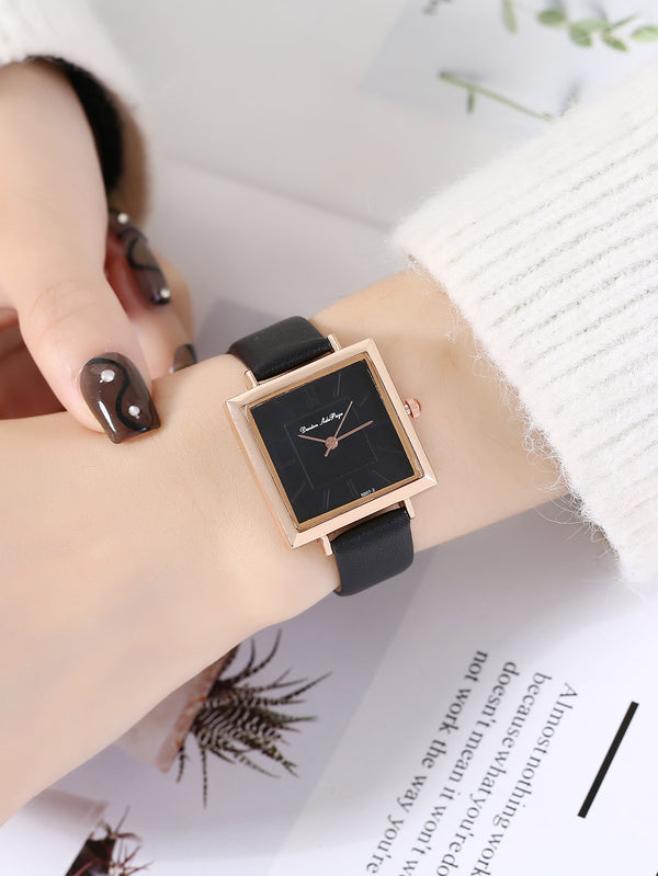 Shein - Square Pointer Quartz Watch