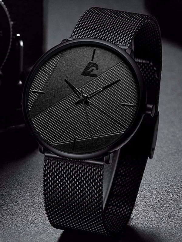 Shein - Men Mesh Strap Quartz Watch