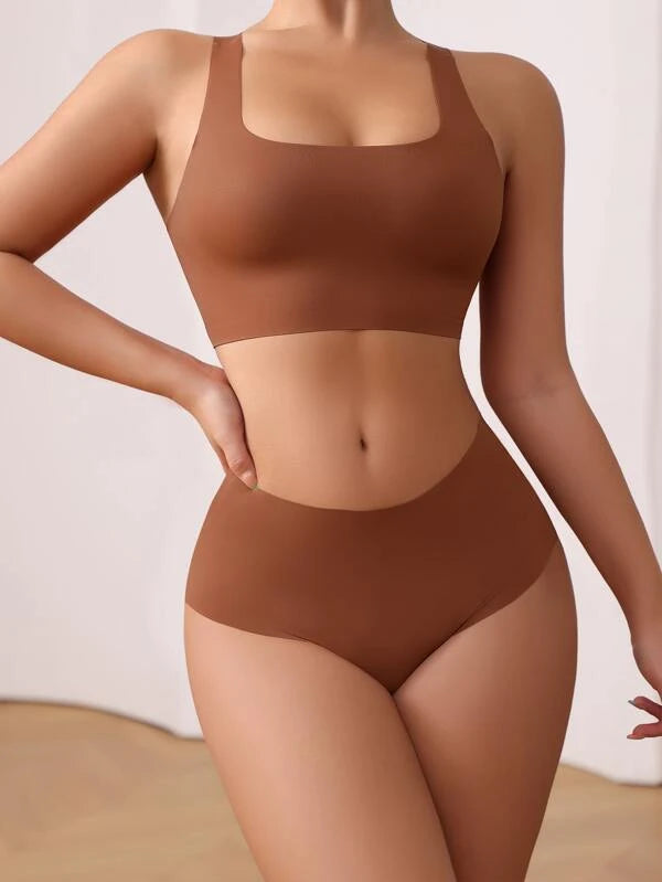 Shein - Plain No Show Lingerie Set