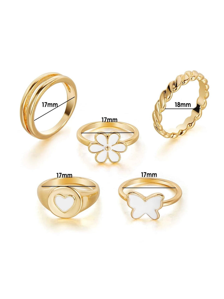 Shein - 5pcs Flower Decor Ring