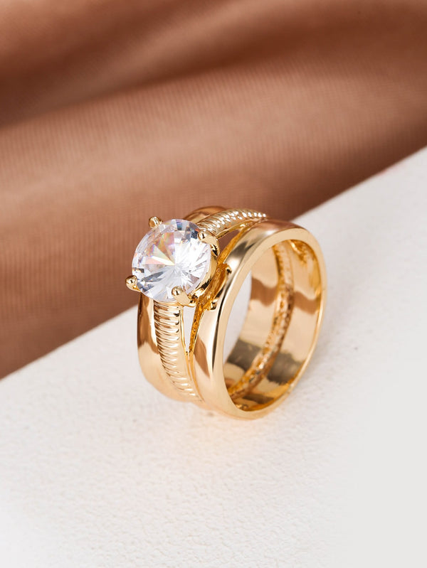 Shein - Cubic Zirconia Decor Ring