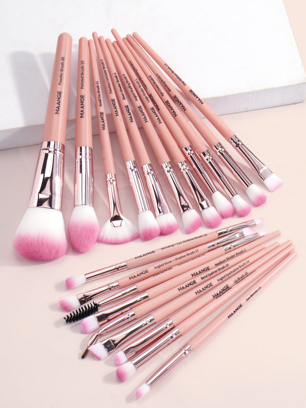 Shein - 20pcs Professional Makeup Brush Set,Makeup Tools With Soft Brush Hair For Easy Carrying,Foundation Brush,Eye Shadow Brush,Eyebrow Brush,Concealer Brush,Contour Brush,Brush Set For Travel