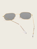 Shein- Metal Frame Flat Lens Fashion Glasses With Case