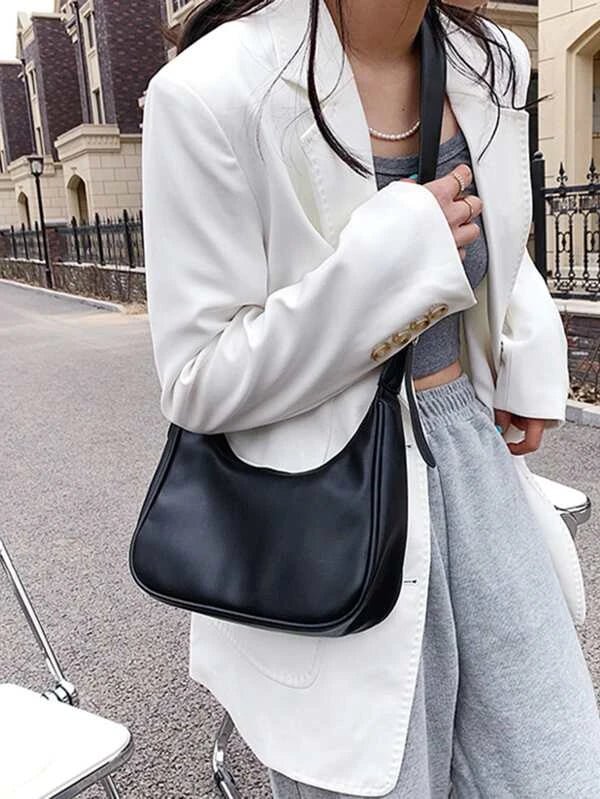 Shein - Streamlined zipper hobo bag