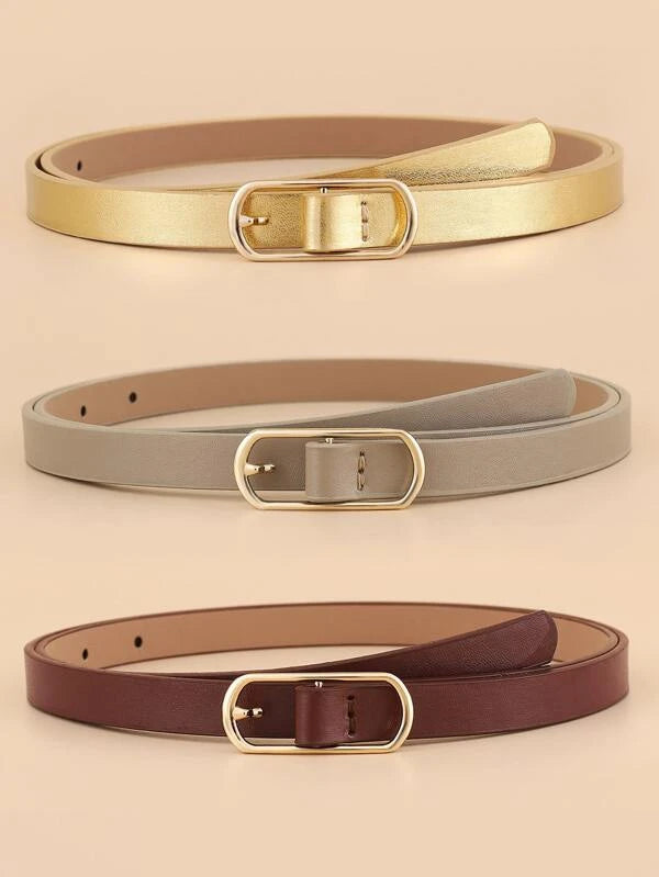 SHEIN 3-Piece Oval Sticker Detail Buckle Belt