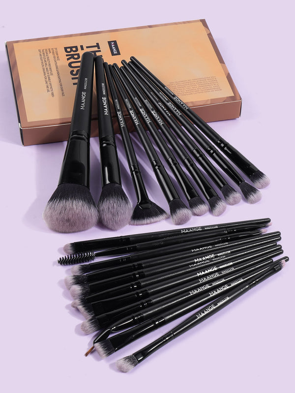 Shein - MAANGE 20pcs Professional Makeup Brush Set With Carrying Case,Makeup Tools With Soft Fiber For Easy Carrying,Foundation Brush,Eye Shadow Brush,Smudge Brush,Eyebrow Brush,Brush Set For Travel