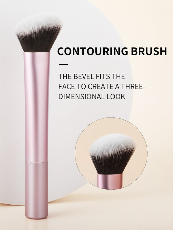 Shein - 1pc Contour Brush, Premium Contour Blush Face Makeup Brush, Perfect For Cheek Forehead Jaw Nose Blending Deepening Contouring Polishing, Suitable For Powder Liquid Cream