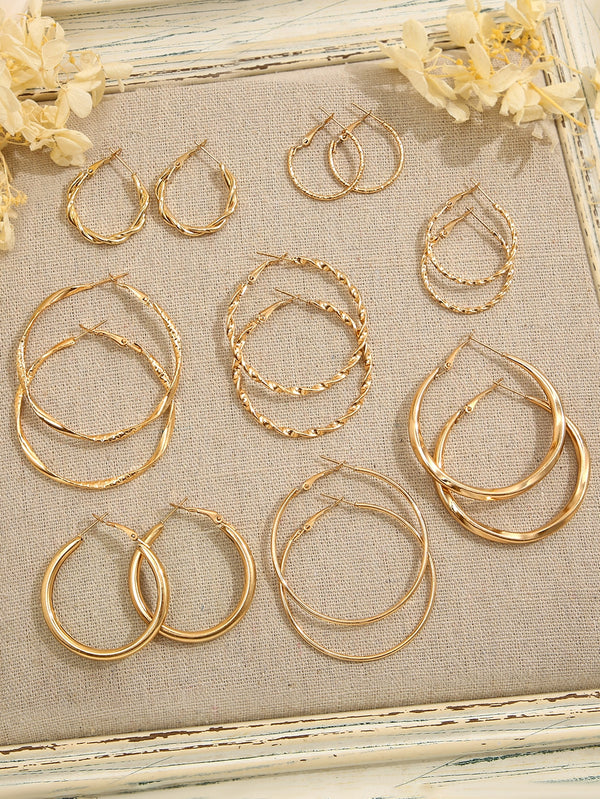 Shein - 8pairs Twist Detail Hoop Earrings