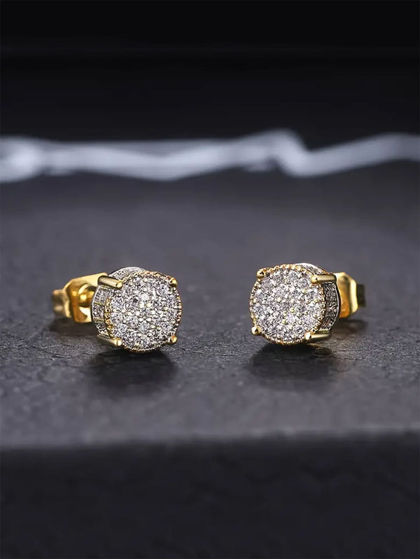 Shein - Men Cubic Zirconia Decor Stud Earrings