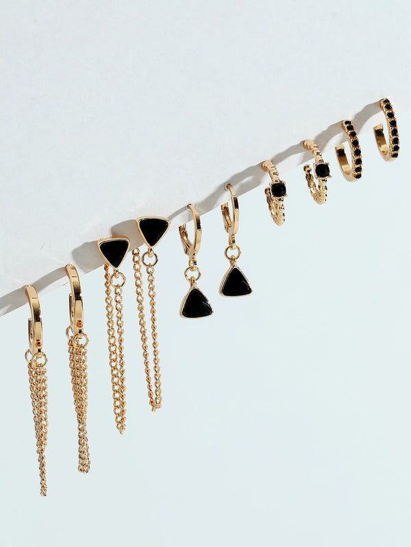 Shein - 5pairs Rhinestone Triangle Decor Earrings