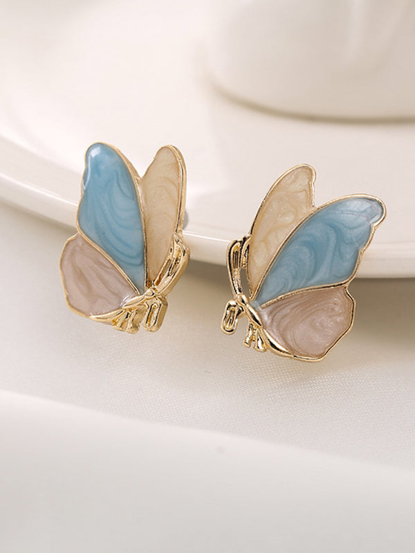 Shein - 1pair Fashion Butterfly Stud Earrings For Women For Daily Decoration