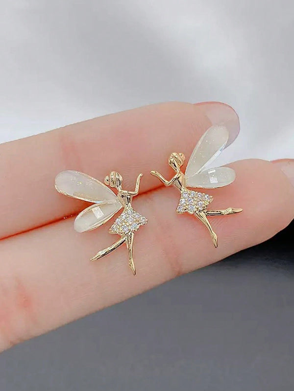 Shein - 1pair New Cute Korean Style High-end Elf Earrings For Women, Sweet And Cool Ear Jewelry