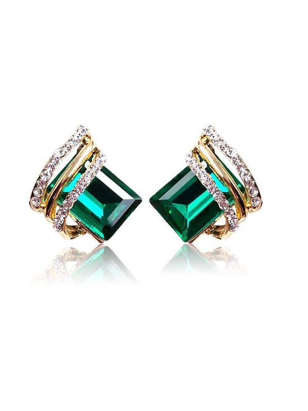 Shein - 1pair Glamorous Zinc Alloy Rhinestone Decor Stud Earrings For Women For Daily Decoration