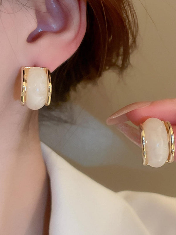 Shein - Stone Decor Stud Earrings