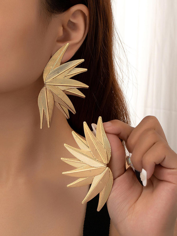 Shein - 2pcs Leaf Design Stud Earrings