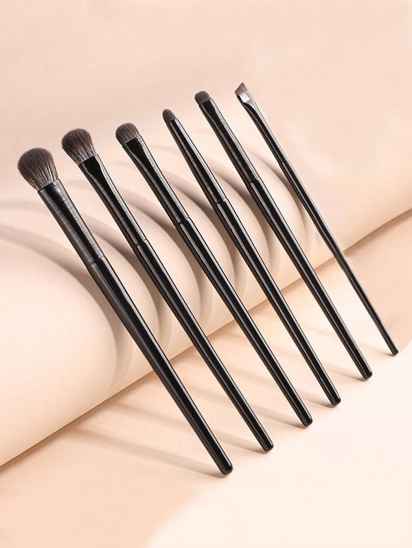 Shein - 6pcs/set Eye Makeup Brushes Kit Including Angled Eyeliner, Detail Concealer, Blending Brush, Blending Crease Brush