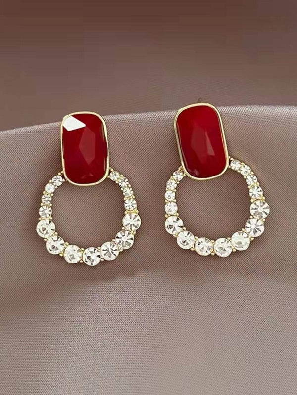 Shein - Rhinestone Decor Earrings