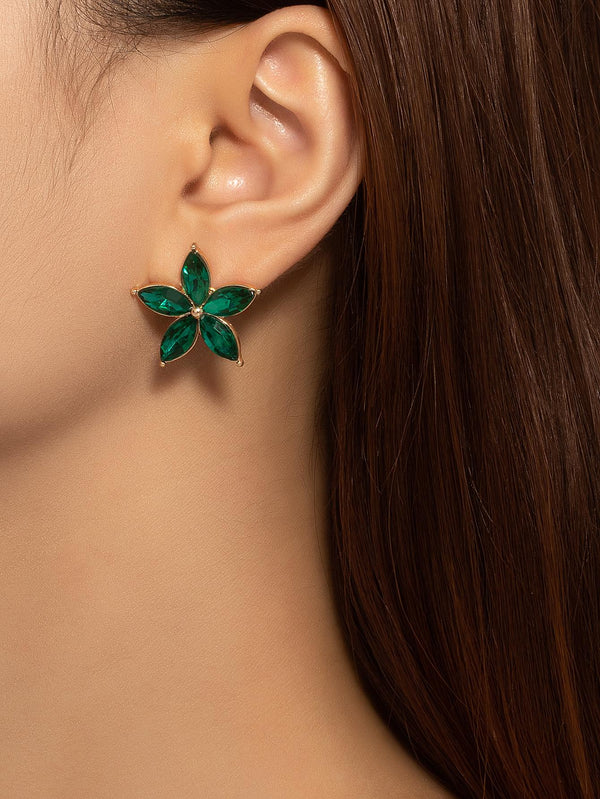 Shein - Rhinestone Flower Stud Earrings