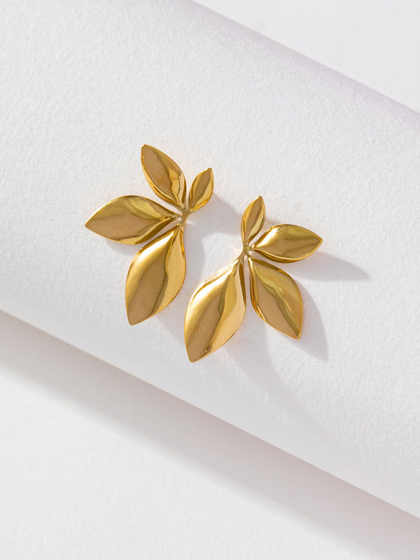 Shein - 2023 Fashionable Minimalist Stainless Steel Personality Flower Stud Earrings For Women