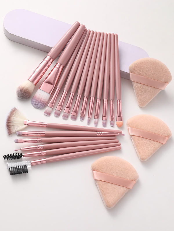 Shein - 18PCS Makeup Brushes Set 3PCS Makeup Puff Set Soft Triangle powder Mineral puff for face makeup