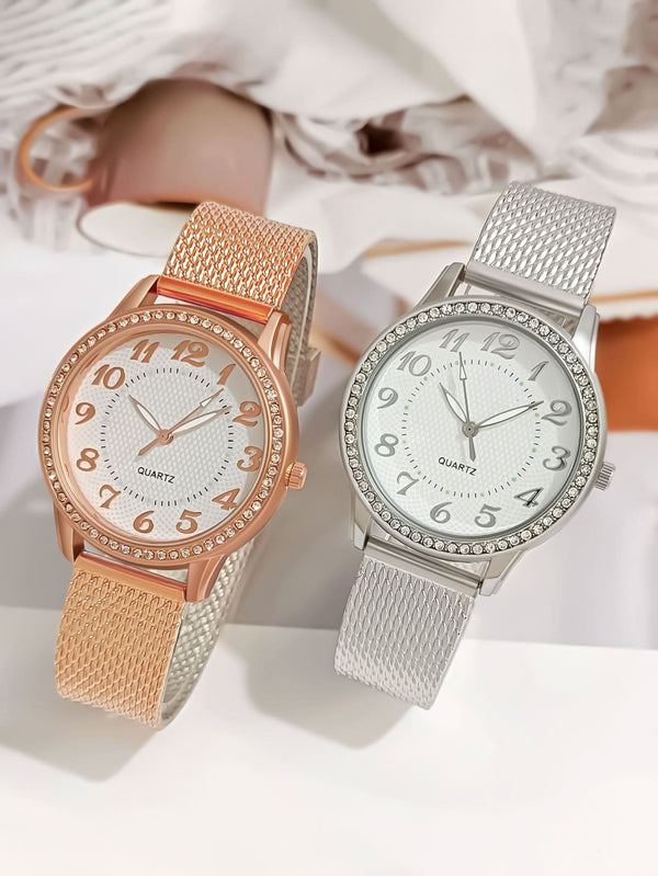 Shein - 1pair/2pcs Fashionable Luminous Plastic Material Quartz Wristwatch, Soft & Lightweight Watchstrap, Gift For Couple/ Festival