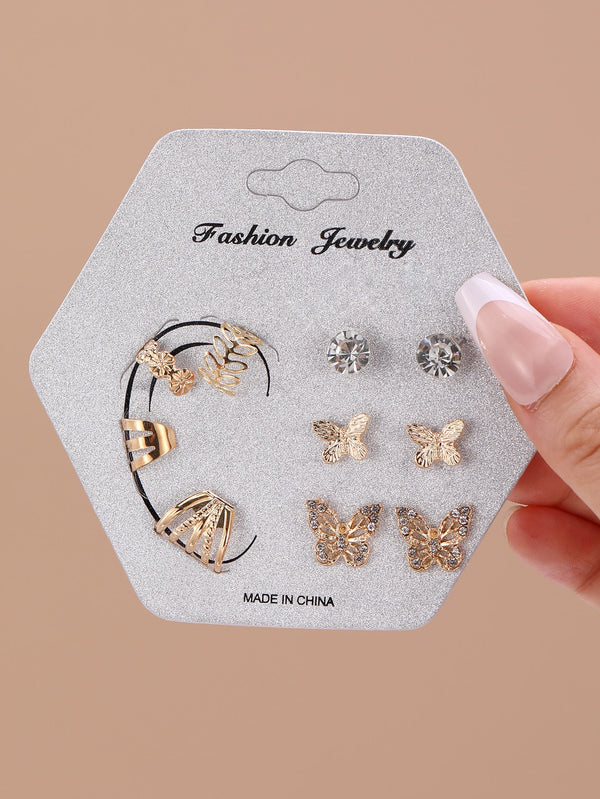 Shein - 10pcs/Set Fashionable Minimalist Delicate Earrings