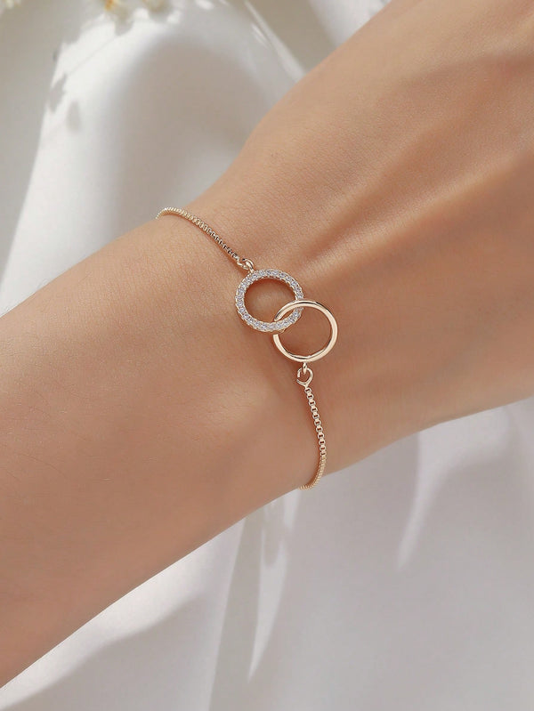 Shein - 1pc luxury copper  adjustable bracelet for ladies daily party wedding