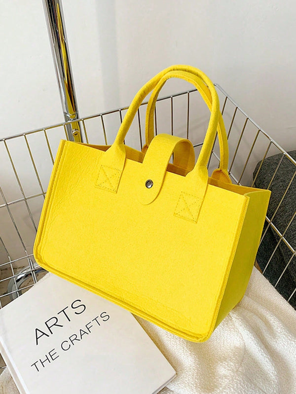 Shein - 1 yellow hand-held one-shoulder felt tote bag