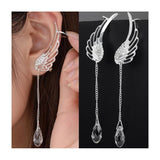 The Marshall- Silver Plated Angel Wing Stylist Crystal Earrings - TM-E-55